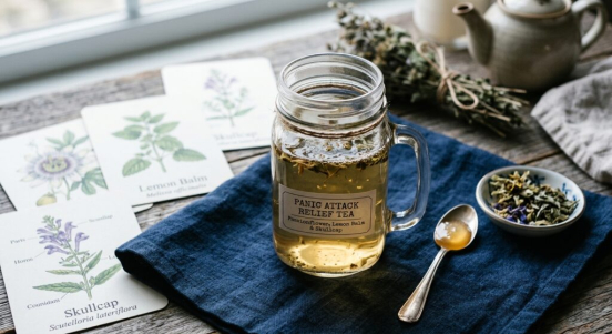 Panic Attack Relief Tea: A Calming Blend of Passionflower, Lemon Balm, and Skullcap