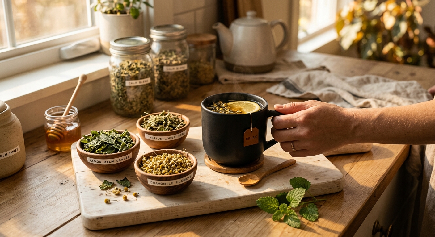 Anti-Anxiety Herbal Tea Protocol: A Calming Blend of Lemon Balm, Passionflower, and Chamomile