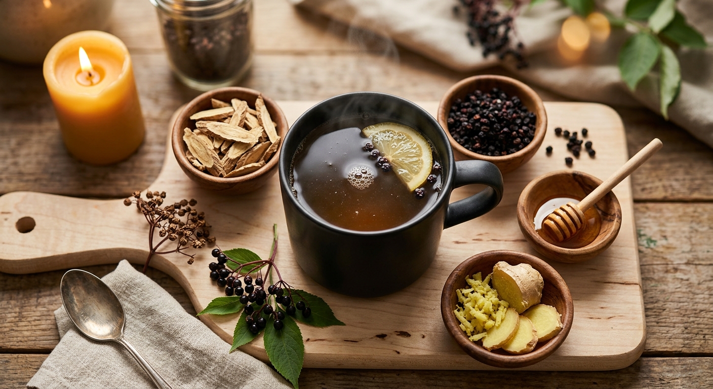 Post-Illness Recovery Tea: Astragalus, Elderberry ' Ginger to Rebuild Strength After Sickness