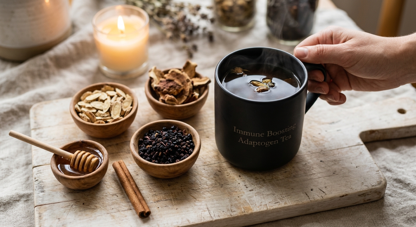 Immune Boosting Adaptogen Tea: Astragalus, Reishi ' Elderberry for Everyday Resilience