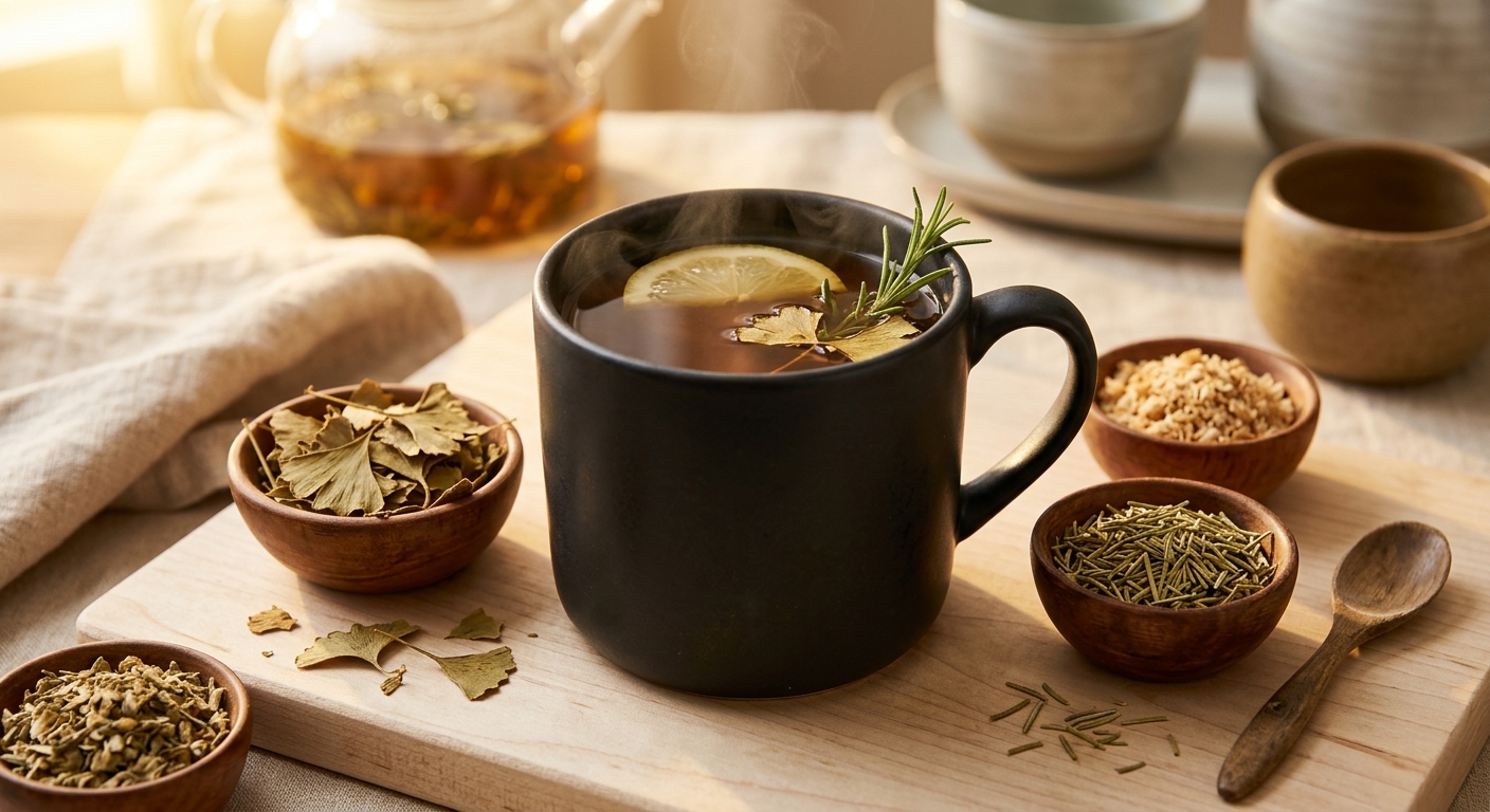 Senior Cognitive Support Tea: A Ginkgo, Rosemary ' Lion's Mane Blend for Memory and Mental Clarity