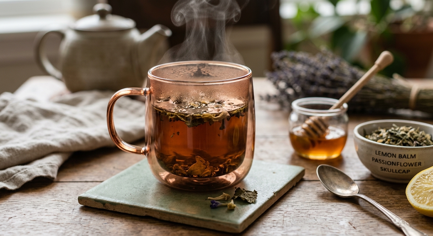 Social Anxiety Herbal Tea: A Calming Blend of Lemon Balm, Passionflower, and Skullcap