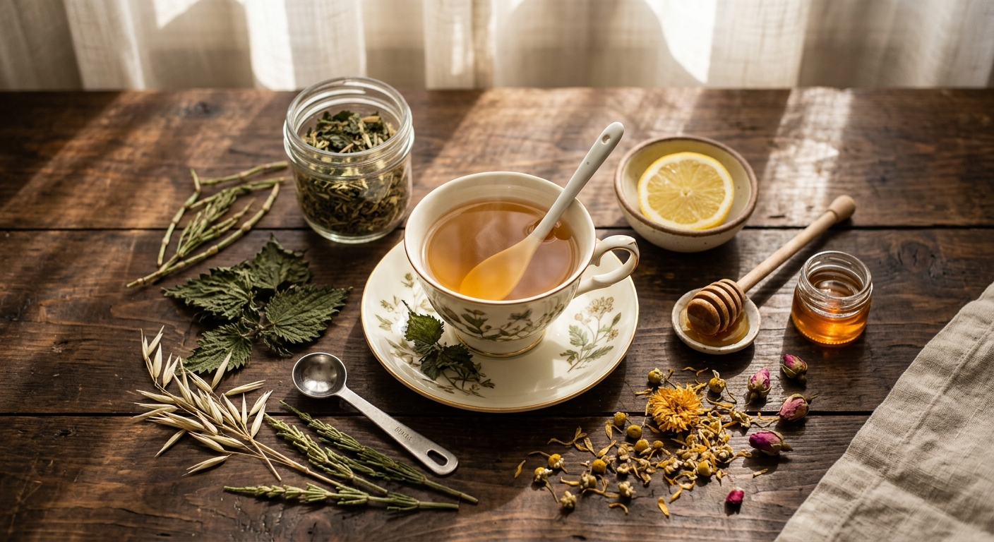 Menopause Bone Health Tea: A Nettle, Oat Straw, and Horsetail Blend for Stronger Bones