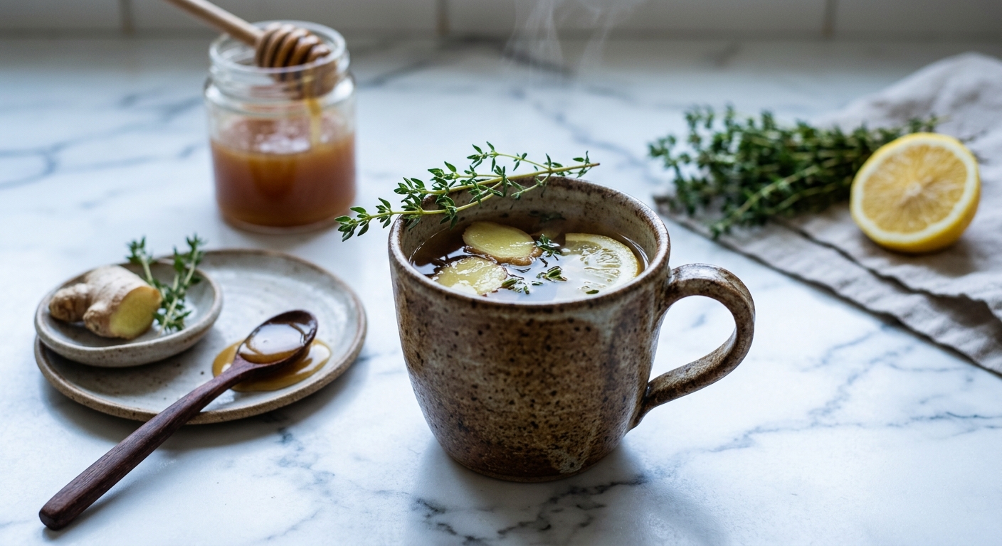 Antibacterial Herbal Tea: Brew Thyme, Ginger, and Manuka Honey Into Your Strongest Immunity Shield