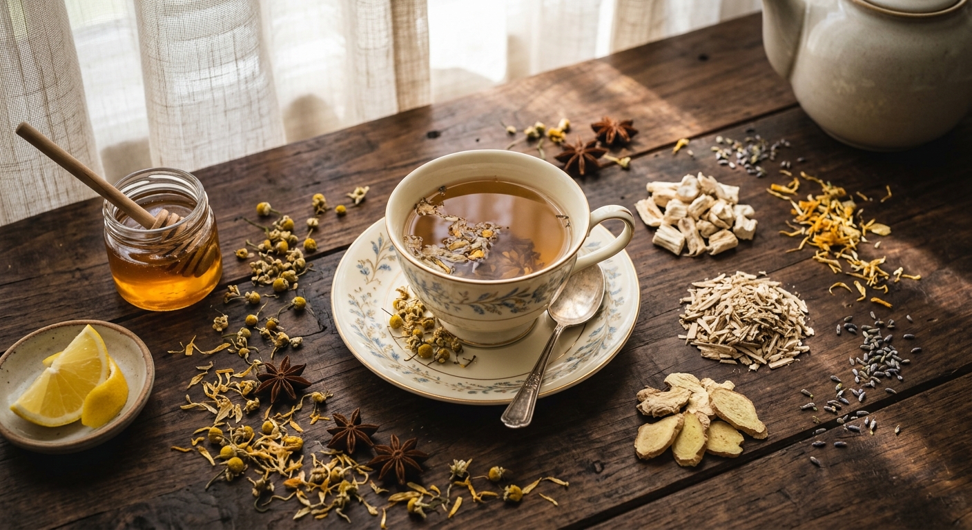 Gut Healing Herbal Tea: Marshmallow Root, Slippery Elm ' Ginger for Digestive Relief
