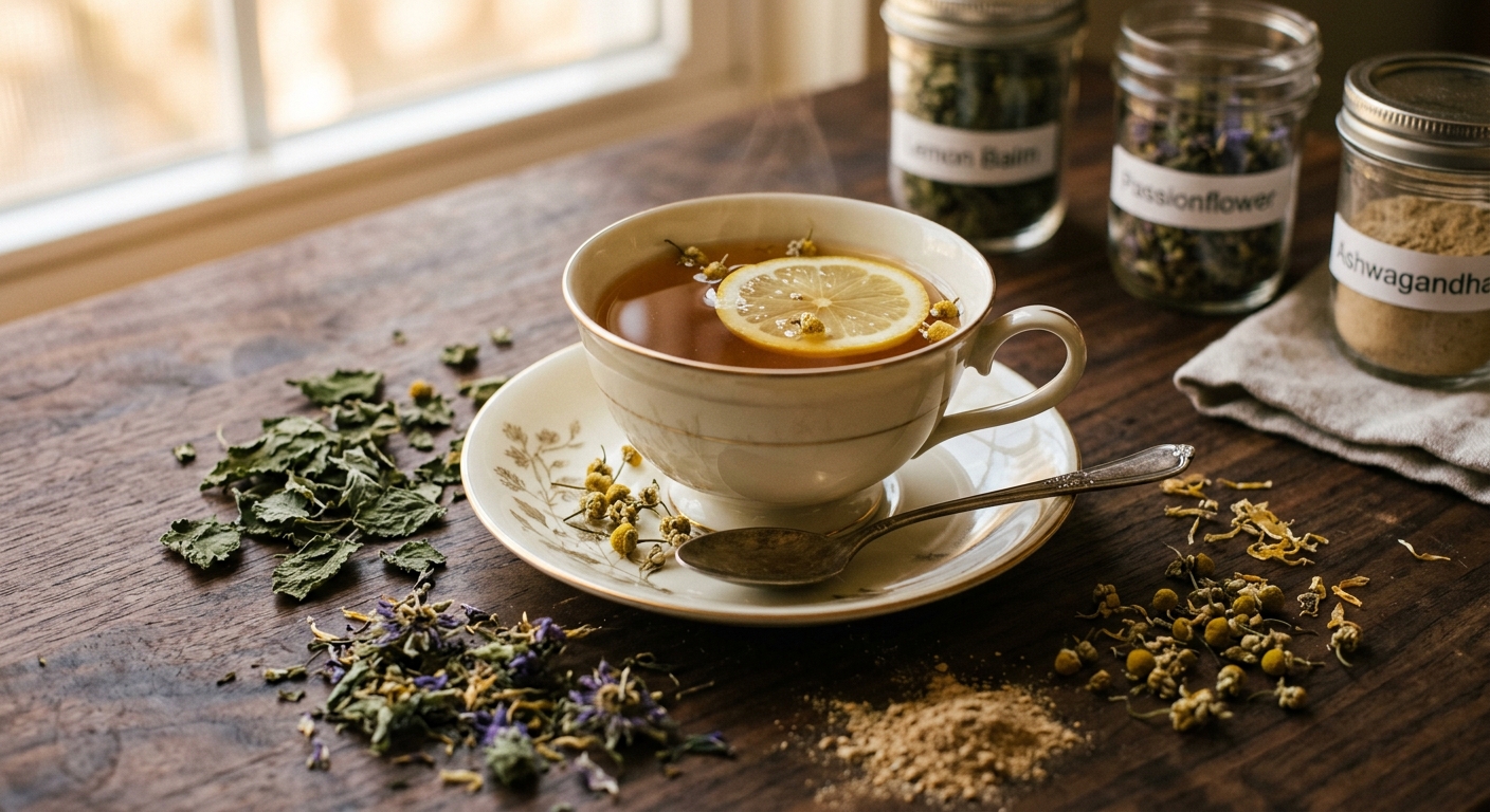 Social Anxiety Herbal Tea: A Calming Blend of Lemon Balm, Passionflower, and Ashwagandha