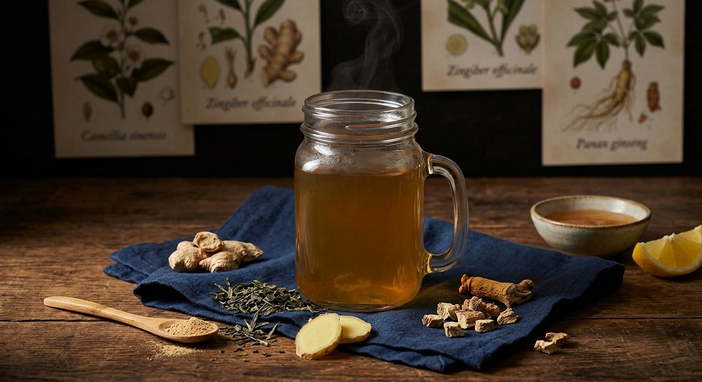 Morning Ritual Energy Tea: Green Tea, Ginger, and Ginseng for Sustained Focus