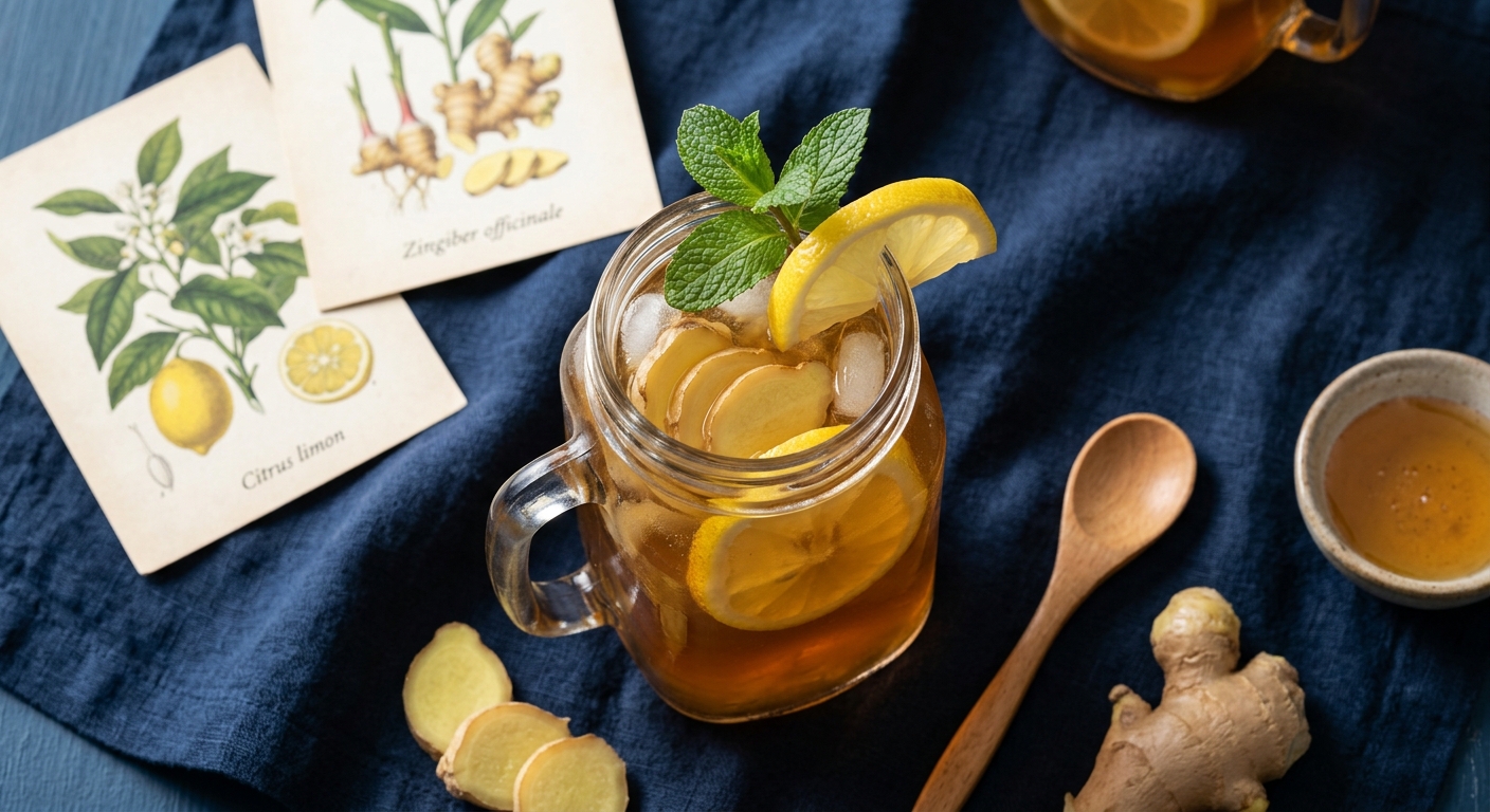 Lemon and Ginger Cold Tea: A Zesty Immunity Boost in Every Sip