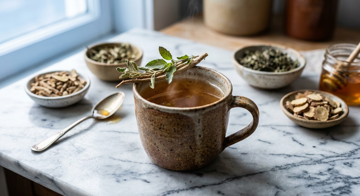 Adaptogen Stress Relief Blend Tea: Ashwagandha, Tulsi ' Rhodiola for Calm Energy