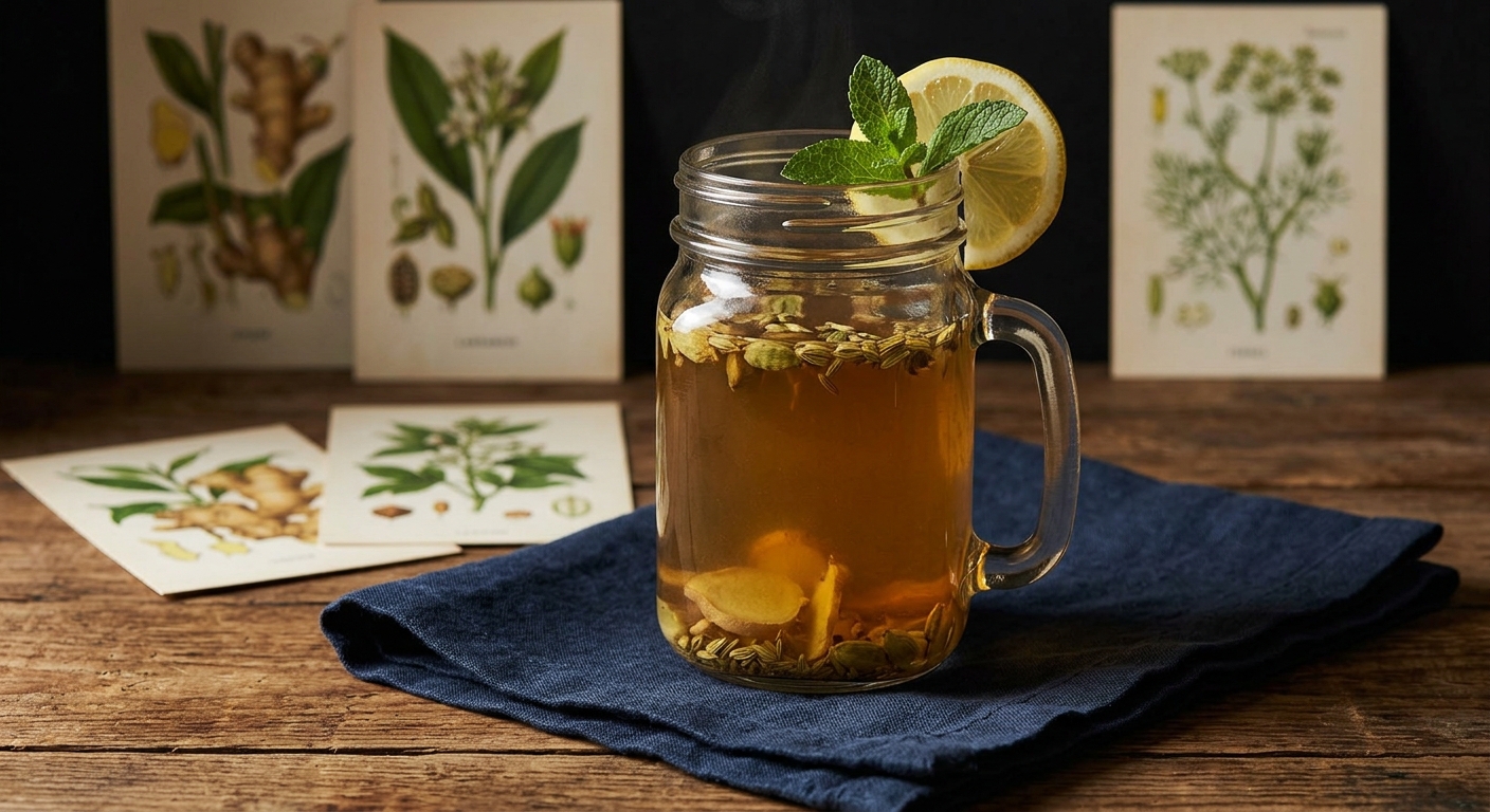 Three Spice Digestive Tea: Ginger, Cardamom ' Fennel for a Happy Gut
