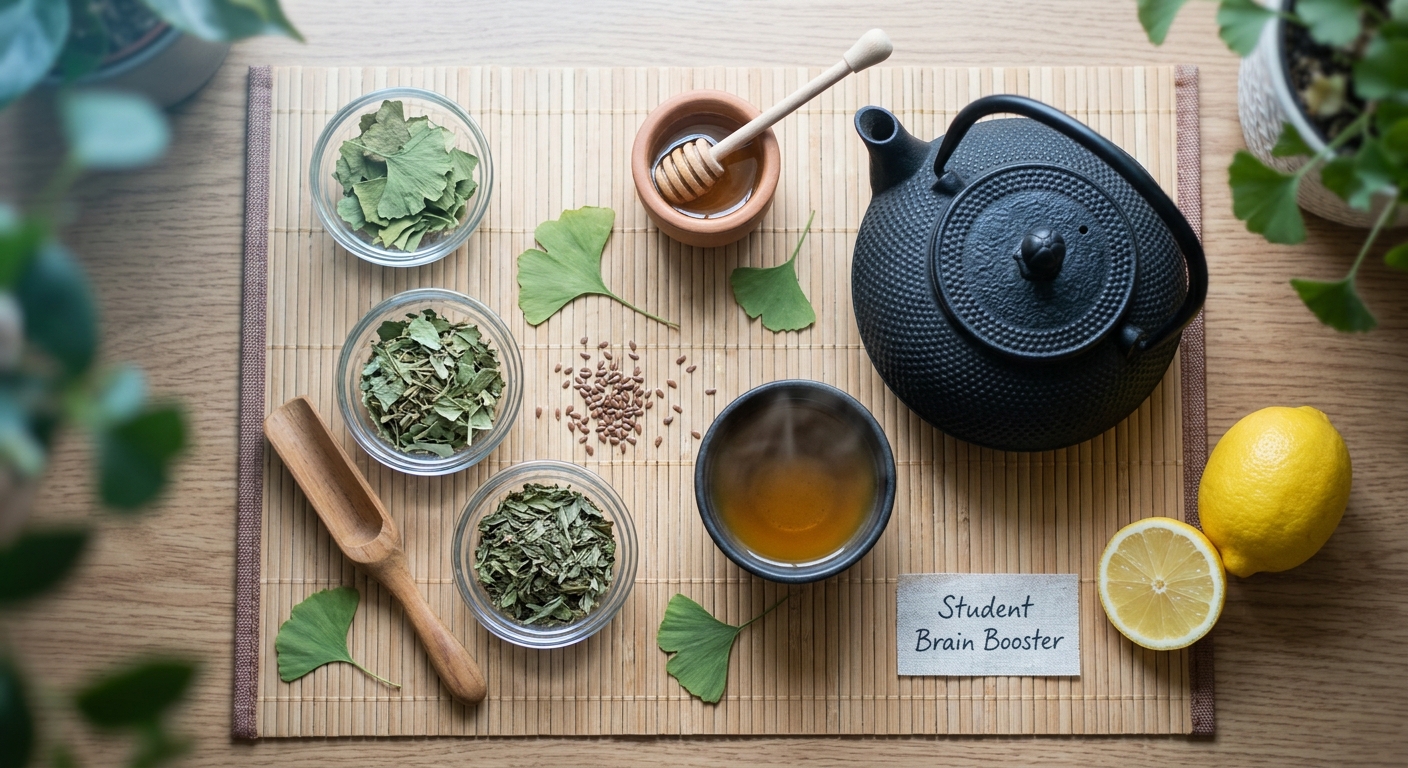 Student Brain Booster Tea: Ginkgo, Gotu Kola ' Peppermint for Focus and Mental Clarity