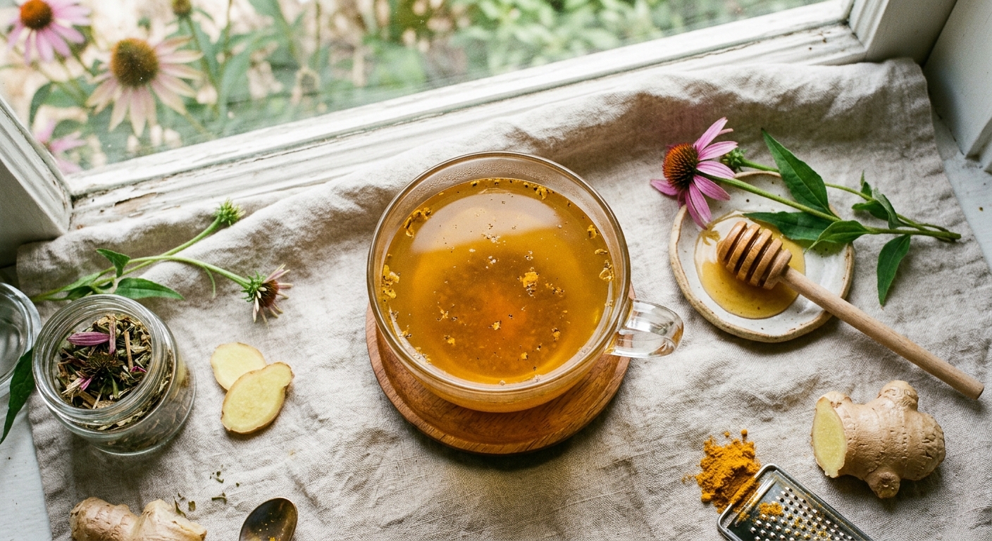 Inflammation and Immunity Tea: Turmeric, Ginger, and Echinacea for Natural Defense