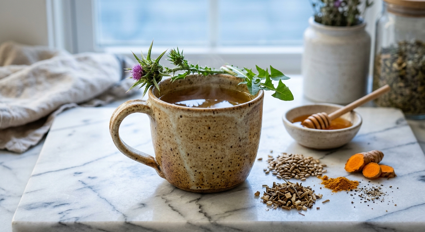 Liver Detox Herbal Tea: Milk Thistle, Dandelion Root ' Turmeric for Natural Liver Support